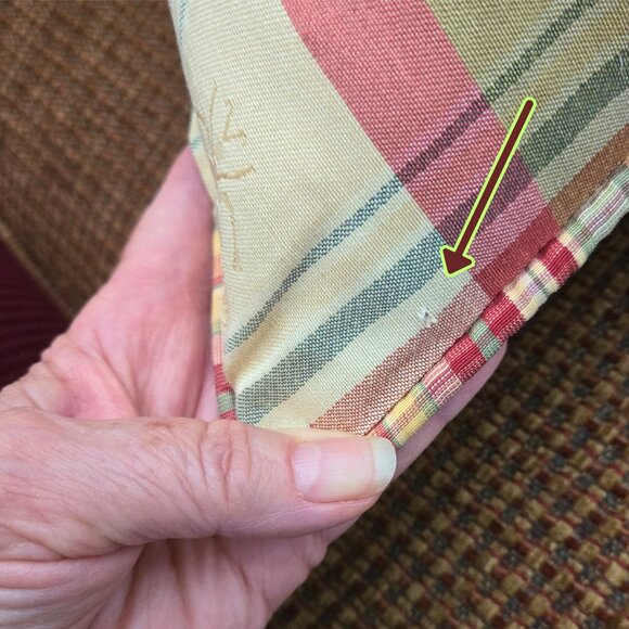 Country Cottage Plaid Accent Pillow  GrannyCore VTG 90s Yellow Pink Large 18x18 - Picture 15 of 16